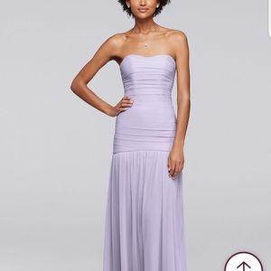 Long Fit and Flare iris Mesh Bridesmaid Dress